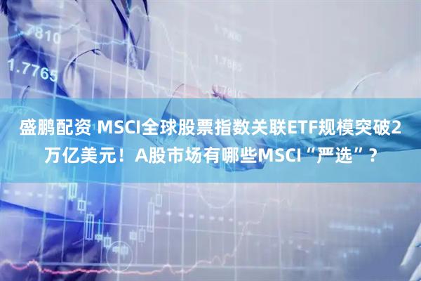盛鹏配资 MSCI全球股票指数关联ETF规模突破2万亿美元！A股市场有哪些MSCI“严选”？